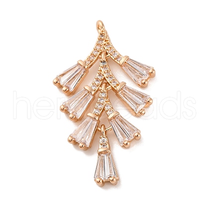 Brass Micro Pave Clear Cubic Zirconia Pendants KK-C076-19G-1