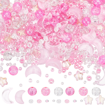 SUNNYCLUE Mixed Styles Transparent Glass Beads GLAA-SC0002-17A-1