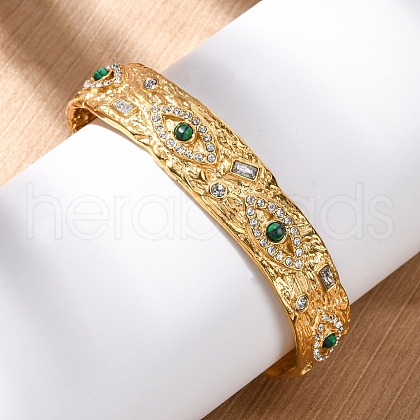 304 Stainless Steel Rhinestone Cuff Bangles for Women BJEW-R026-01G-1