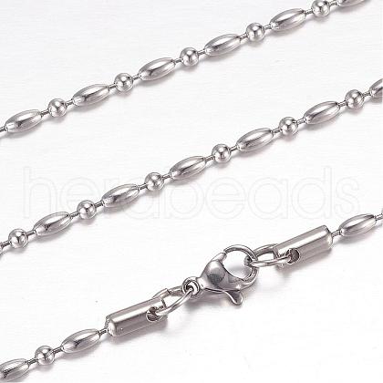 Tarnish Resistant 304 Stainless Steel Ball Chain Necklaces STAS-G083-62P-1