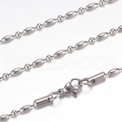 304 Stainless Steel Ball Chain Necklaces STAS-G083-62P-1