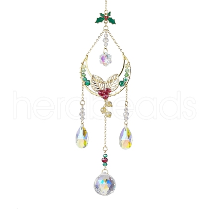 Christmas Brass Moon Hanging Ornaments HJEW-TA00210-1