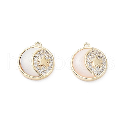 Rack Plating Brass Shell Pendants KK-A183-43G-1