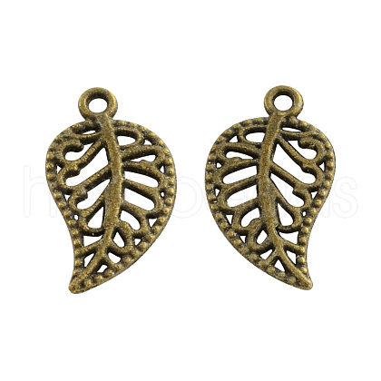 Tibetan Style Alloy Leaf Pendants TIBEP-Q035-93AB-NR-1