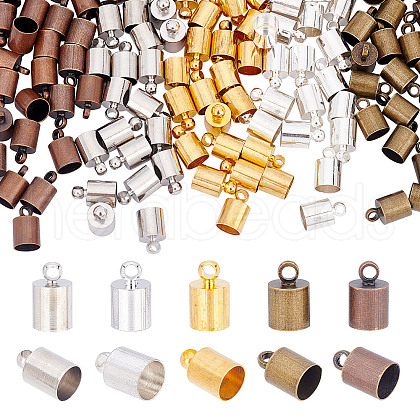 SUNNYCLUE 150Pcs 5 Colors Brass Cord Ends FIND-SC0002-83-1