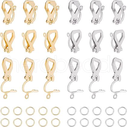 Unicraftale 20Pcs 2 Color 304 Stainless Steel Clip-on Earring Findings STAS-UN0038-43-1