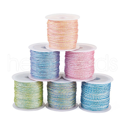 Beadthoven 6Rolls 6 Colors 12-Ply Polyester Cords OCOR-BT0001-05-1