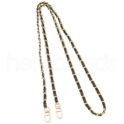 Zinc Alloy with PU Leather Chain Bag Strap AJEW-WH0472-65KCG-1