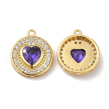 Brass Micro Pave Cubic Zirconia and Glass Pendants KK-Q772-11G-1