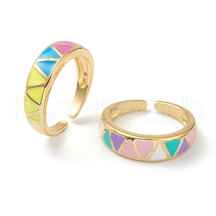 Brass Enamel Cuff Rings RJEW-O043-03G-1