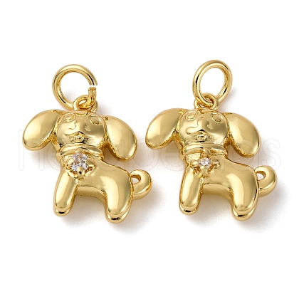 Brass Micro Pave Cubic Zirconia Charms KK-P308-57G-1