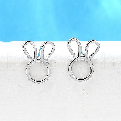S925 Sterling Silver Stud Earrings EJEW-P305-02E-P-1