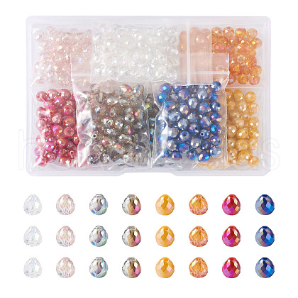 Biyun 400Pcs 8 Style Electroplate Glass Beads Strands EGLA-BY0001-02-1