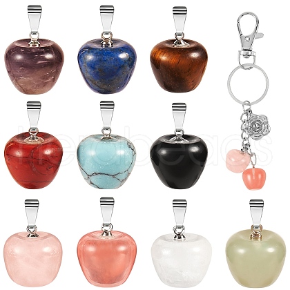 10Pcs 10 Style Natural & Synthetic Gemstone Pendants G-SZ0001-75-1