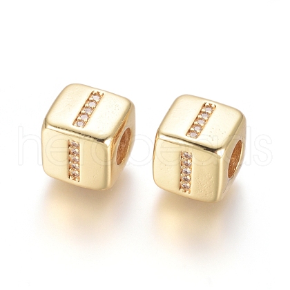 Brass Micro Pave Cubic Zirconia European Beads ZIRC-G162-13G-I-1