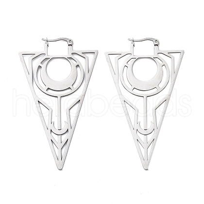304 Stainless Steel Triangle Hoop Earrings EJEW-M031-01P-1
