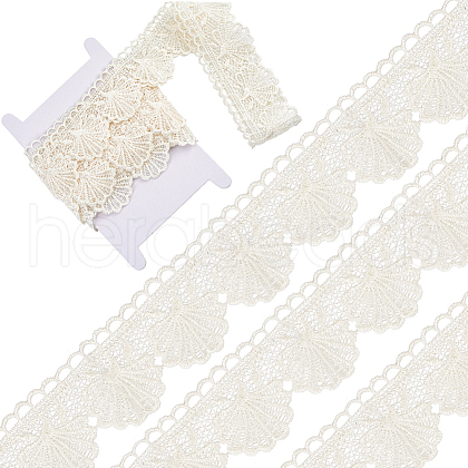 Gorgecraft 4.7~5Yards Cotton Shell Shaped Flower Lace Ribbon OCOR-GF0003-95C-1