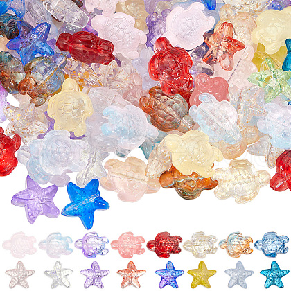 SUNNYCLUE 100Pcs 2 Styles Transparent Glass Beads GLAA-SC0002-48-1
