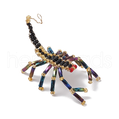 Glass Seed Beaded Pendants PALLOY-MZ00405-01-1