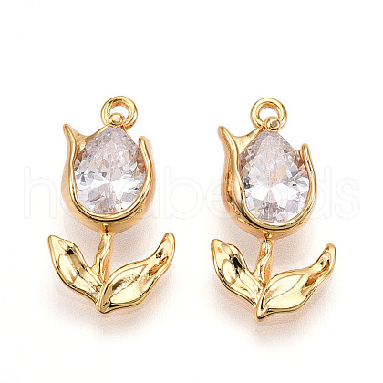 Brass Micro Pave Cubic Zirconia Pendants KK-N262-115B-G-1