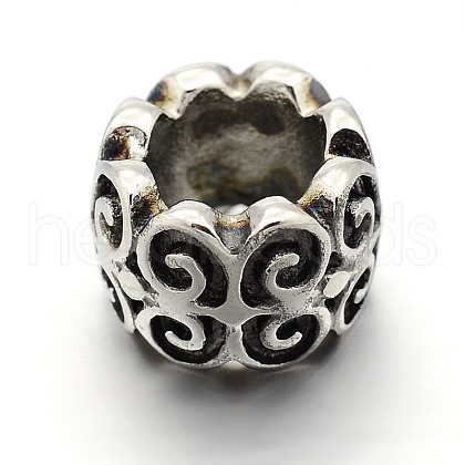 Retro 304 Stainless Steel Big Hole Column Beads STAS-E086-24AS-1