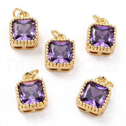 Real 18K Gold Plated Brass Inlaid Cubic Zirconia Charms ZIRC-L100-073G-05-1