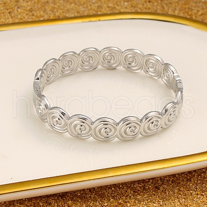 Spiral 304 Stainless Steel Bangles for Women BJEW-Q045-03P-1