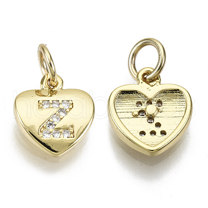Brass Micro Pave Clear Cubic Zirconia Charms KK-N227-34Z-NF-1