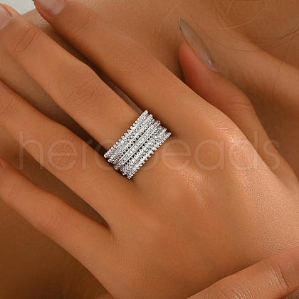 Brass Micro Pave Cubic Zirconia Finger Rings for Women YO5989-4-1