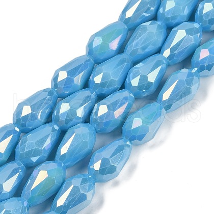 Opaque Solid Color Electroplate Glass Beads Strands EGLA-N013-P8mm-B10-1