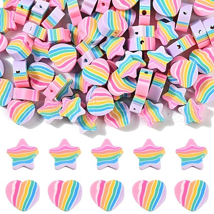 100Pcs 2 Styles Handmade Polymer Clay Beads CLAY-YW0001-97-1