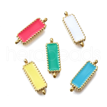 304 Stainless Steel Enamel Rectangle Connector Charms STAS-H233-08G-1