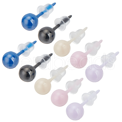 Beebeecraft 5 Pairs 5 Colors Hypoallergenic Bioceramics Zirconia Ceramic Stud Earrings for Sensitive Ears EJEW-BBC0001-42B-1