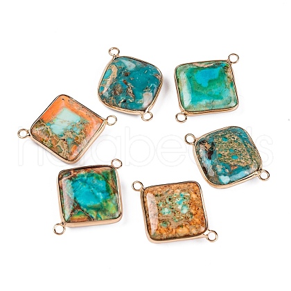 Dyed Natural Imperial Jasper Connector Charms G-B083-02G-1