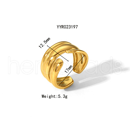 Irregular Hammered Stainless Steel Open Cuff Rings JY9046-4-1