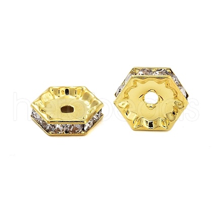 Rack Plating Brass Crystal Rhinestone Hexagon Spacer Beads KK-S379-13G-1
