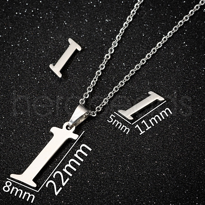 201 Stainless Steel Pendant Necklaces & Stud Earrings Sets WG00841-11-1