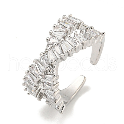 Rack Plating Brass Micro Pave Cubic Zirconia Open Cuff Rings RJEW-I104-20P-1