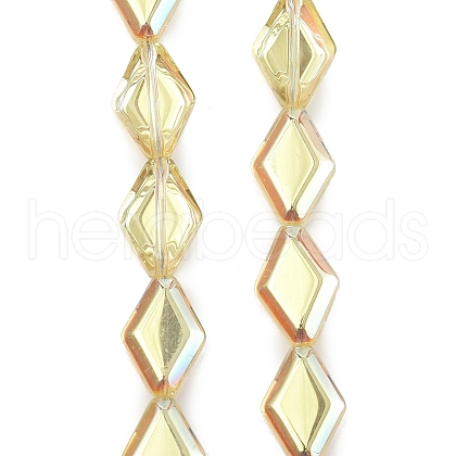 Electroplate UV Plating Glass Beads Strands EGLA-B010-01A-HP02-1