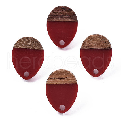 Opaque Resin & Walnut Wood Stud Earring Findings MAK-N032-006A-B01-1