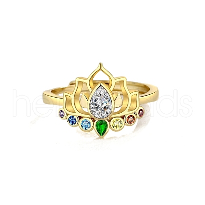 Adjustable Brass Micro Pave Cubic Zirconia Finger Rings for Women PW-WGAFAAF-02-1