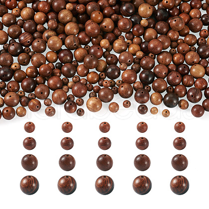 400Pcs 4 Styles Natural Wood Beads WOOD-TA0001-71-1