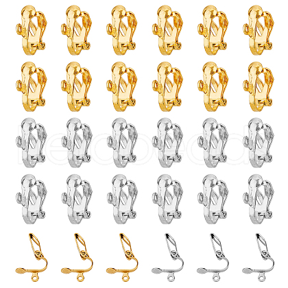HOBBIESAY 80Pcs 2 Colors 304 Stainless Steel Clip-on Earring Findings STAS-HY0001-38-1