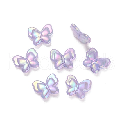 UV Plating Rainbow Iridescent Imitation Jelly Acrylic Beads OACR-K003-012B-1