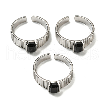 Natural Dyed & Heated Black Agate Adjustable Rings RJEW-K269-12P-05-1