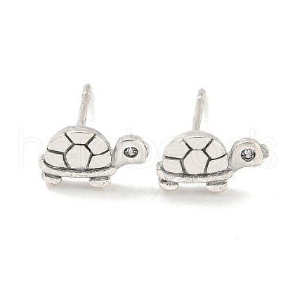Rack Plated Tortoise Brass Cubic Zirconia Studs Earrings for Women EJEW-Z048-02P-1