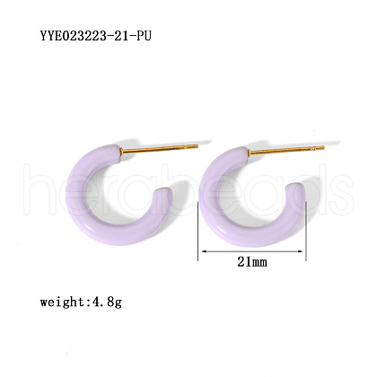 Simple and Elegant Stainless Steel C-shaped Stud Earrings KI0943-3-1