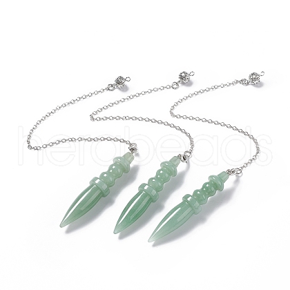 Natural Green Aventurine Pointed Dowsing Pendulums AJEW-B020-06P-03-1