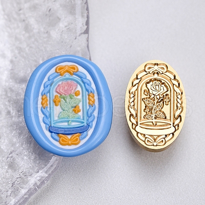 Mother's Day Golden Tone Wax Seal Brass Stamp Head AJEW-G056-03A-1