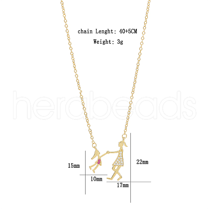 Brass Micro Pave Zircon Necklaces for Mother and Child JH8843-1